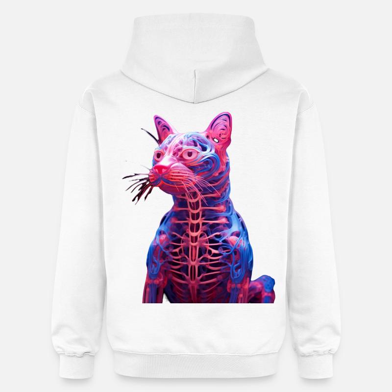 Sculpture De Chat Anatomie Lumineuse - Sweat à capuche Softstyle® Gildan Unisexe - blanc