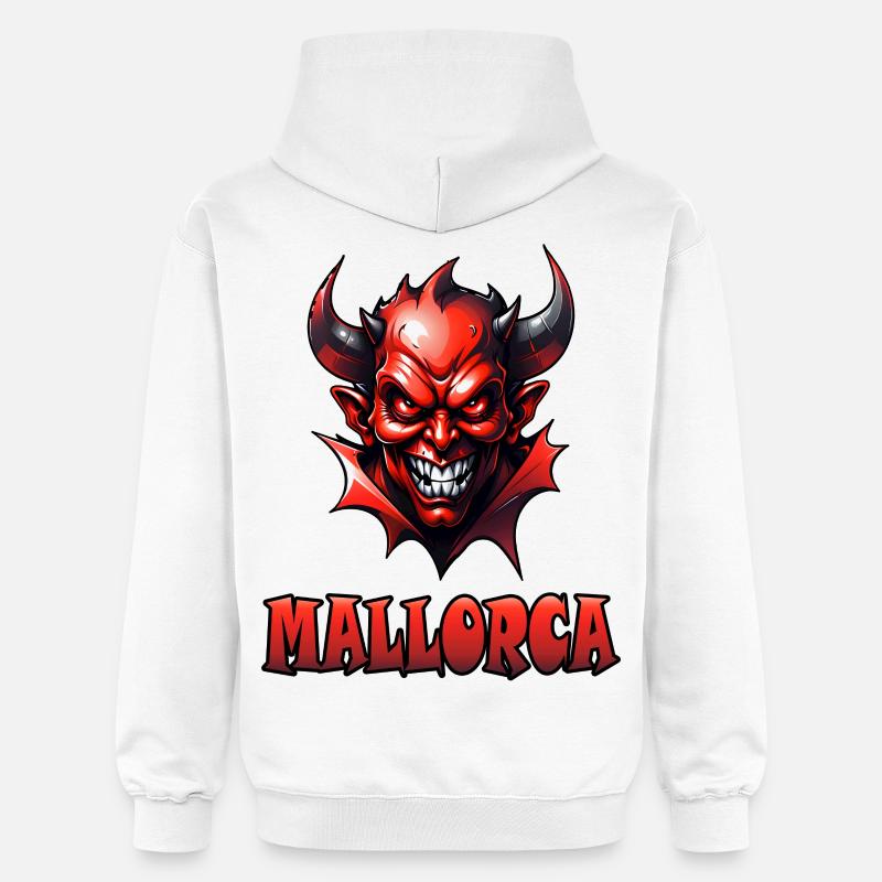 Majorque avec Red Devil - Sweat à capuche Softstyle® Gildan Unisexe - blanc
