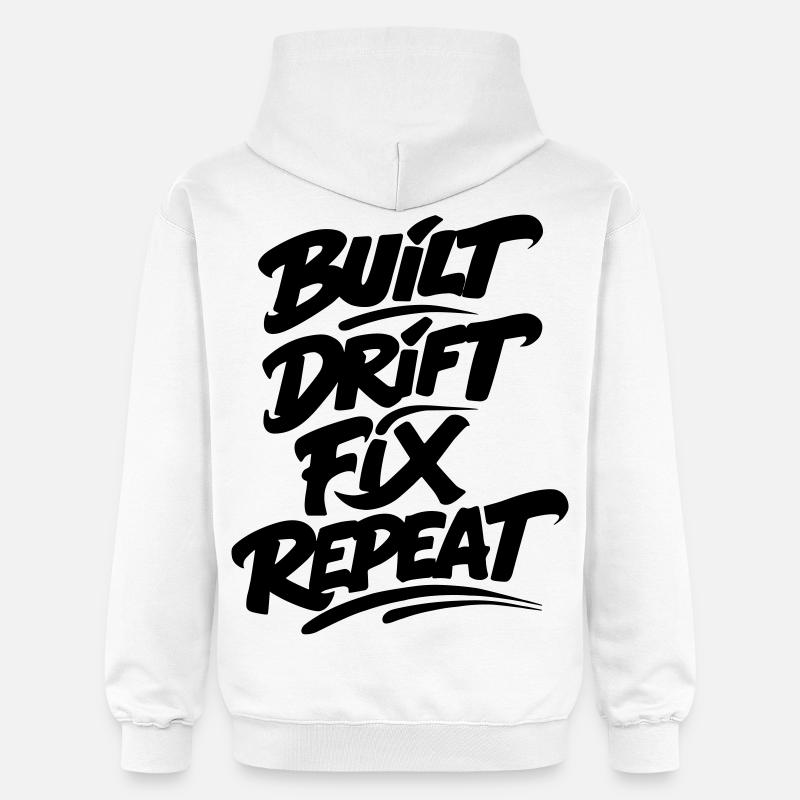 Build Drift Fix Repeat v2 - Sweat à capuche Softstyle® Gildan Unisexe - blanc