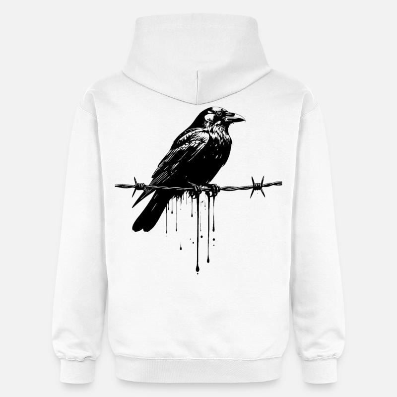 Raven sur l’encre de fil barbelé - Sweat à capuche Softstyle® Gildan Unisexe - blanc