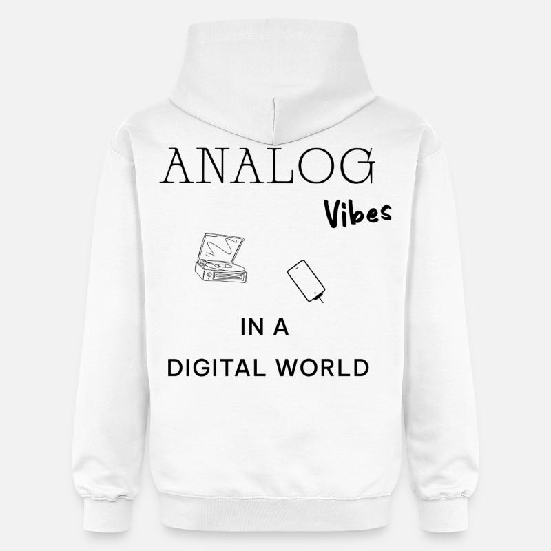 Analog Vibes Backprint – Esthétique vinyle rétro - Sweat à capuche Softstyle® Gildan Unisexe - blanc