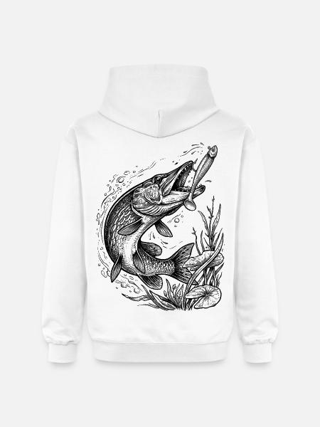 Pike on a softbait | Classic Collection - Gildan Unisex Softstyle® Midweight Hoodie - white
