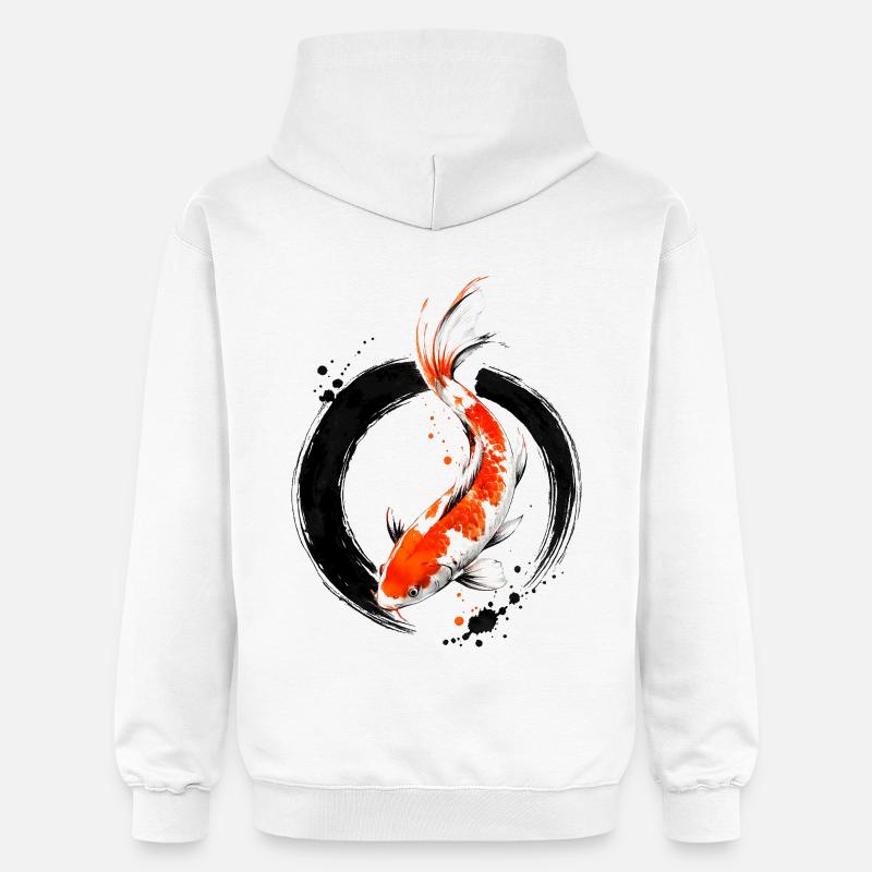 Cercle d’encre Zen Koi - Sweat à capuche Softstyle® Gildan Unisexe - blanc