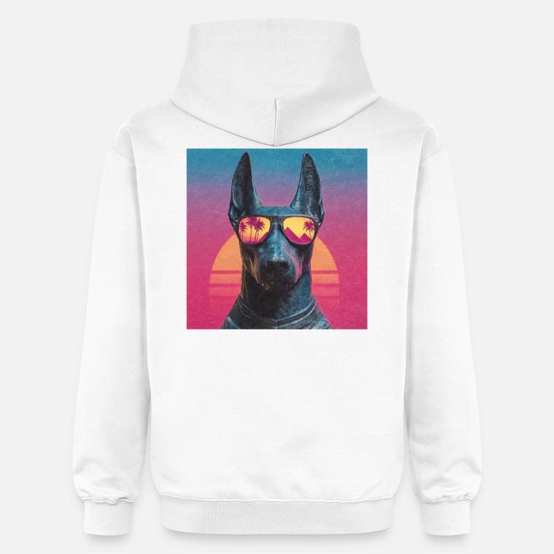 Anubis Synthwave - God on Vacation - Gildan Unisex Softstyle® Midweight Hoodie - white