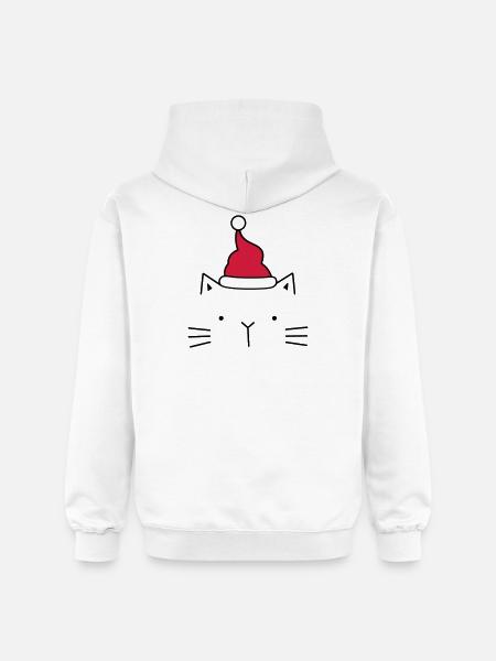 Cat Santa Claus Christmas hat Christmas - Gildan Unisex Softstyle® Midweight Hoodie - white
