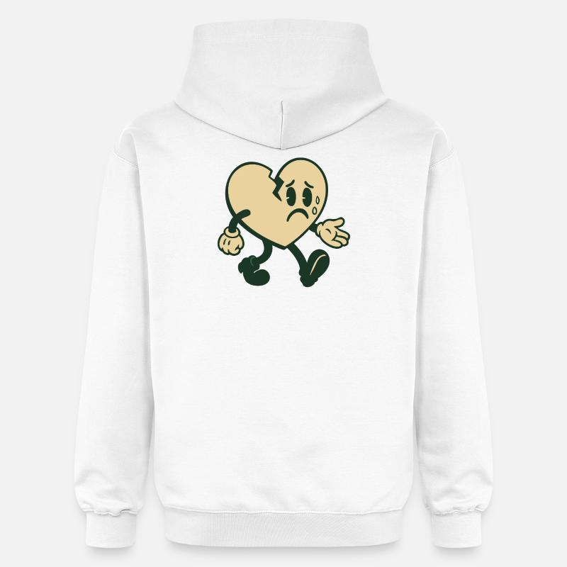 Cœur brisé avec expression triste - Sweat à capuche Softstyle® Gildan Unisexe - blanc