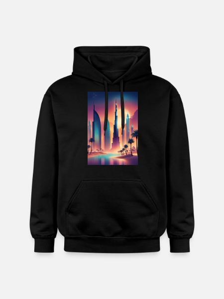 Buntes östliches Stadtbild - Gildan Unisex Softstyle® Midweight Hoodie - Schwarz