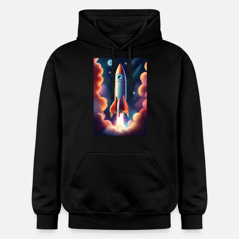 Fusée volant dans l’espace - Sweat à capuche Softstyle® Gildan Unisexe - noir
