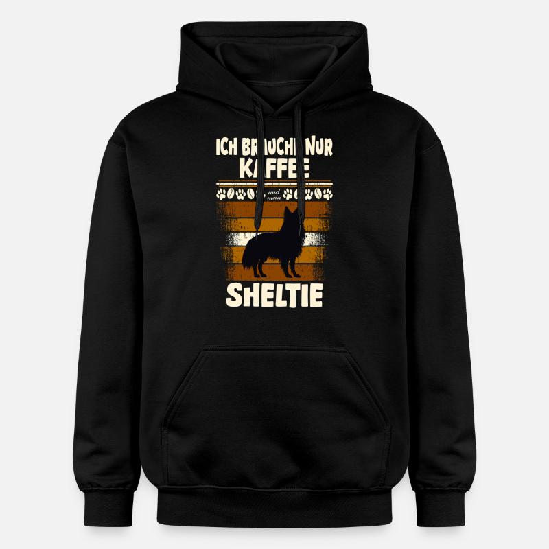 Sheltie Chien et Café - Sweat à capuche Softstyle® Gildan Unisexe - noir