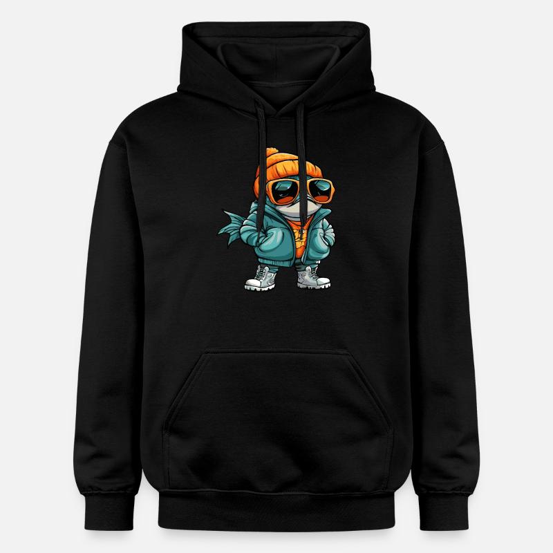 Piranha Poisson Bande dessinée cool - Sweat à capuche Softstyle® Gildan Unisexe - noir