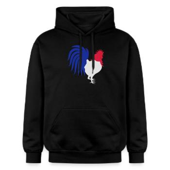 France coq - Sweat à capuche Softstyle® Gildan Unisexe - noir - Devant - Marisol (170cm) & Nik (191cm)