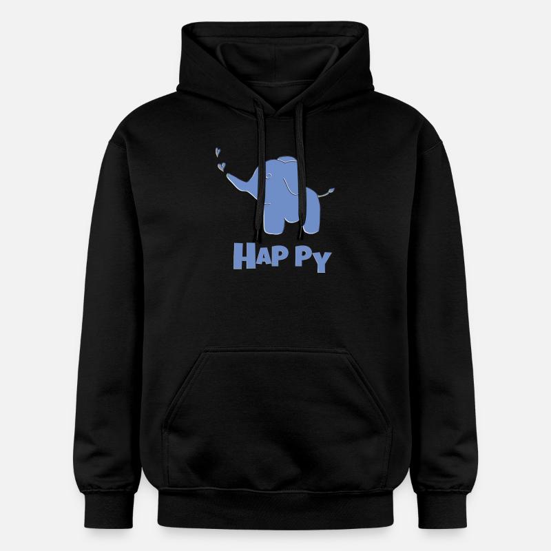 Éléphant Heureux - Sweat à capuche Softstyle® Gildan Unisexe - noir