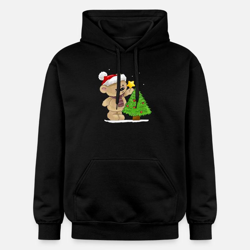 Bärchen schmückt Weihnachtsbaum - Gildan Unisex Softstyle® Midweight Hoodie - Schwarz