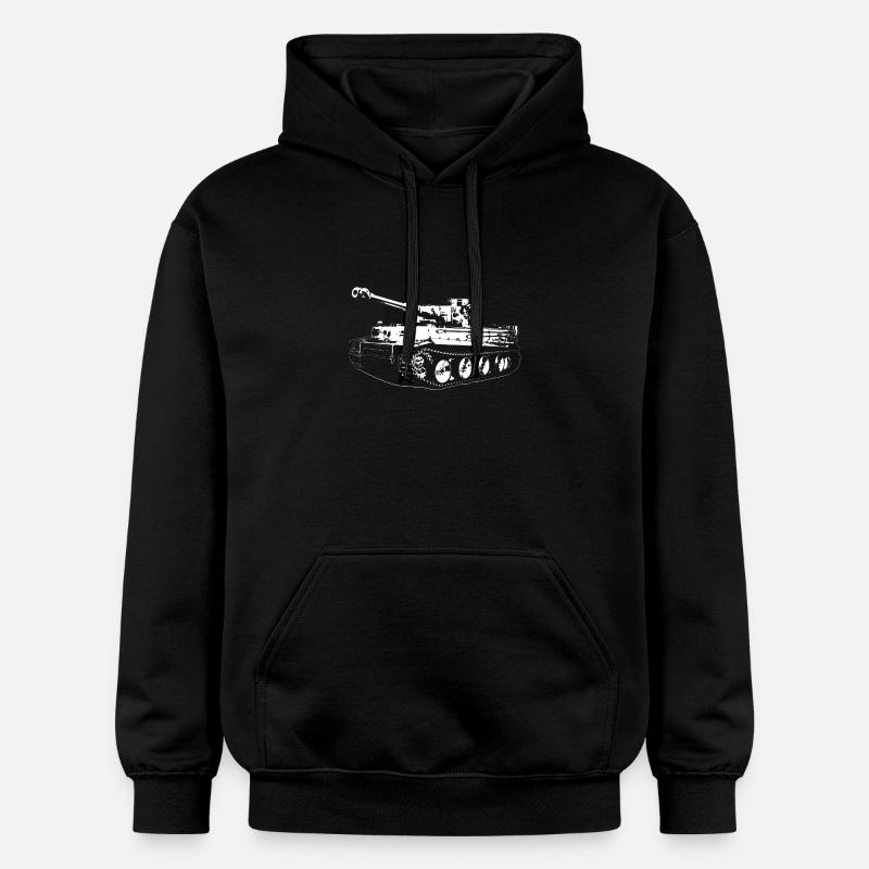 Design contrastant de silhouette de char - Sweat à capuche Softstyle® Gildan Unisexe - noir