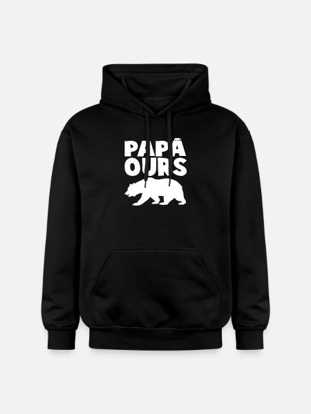 Wild papabear head in silhouette - Gildan Unisex Softstyle® Midweight Hoodie - black