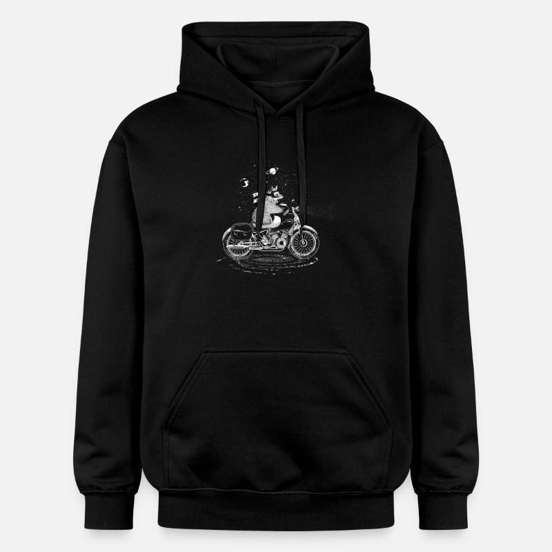 Un renard à moto - Sweat à capuche Softstyle® Gildan Unisexe - noir