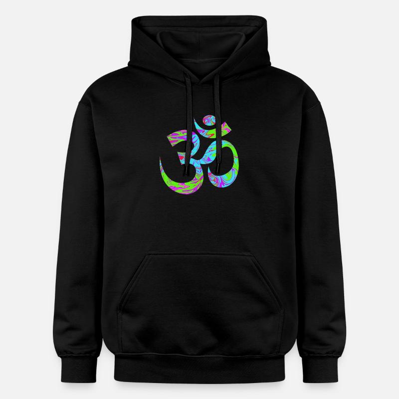 Om - Aum vert psychédélique - Sweat à capuche Softstyle® Gildan Unisexe - noir