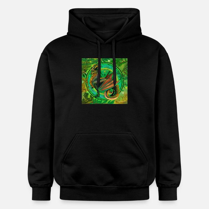 dragon vert forestier - Sweat à capuche Softstyle® Gildan Unisexe - noir