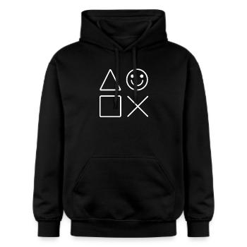 Gaming Gamer Nerd Nerds Videogames Videospiele - Gildan Unisex Softstyle® Midweight Hoodie - Schwarz - Vorne - Marisol (170cm) & Nik (191cm)
