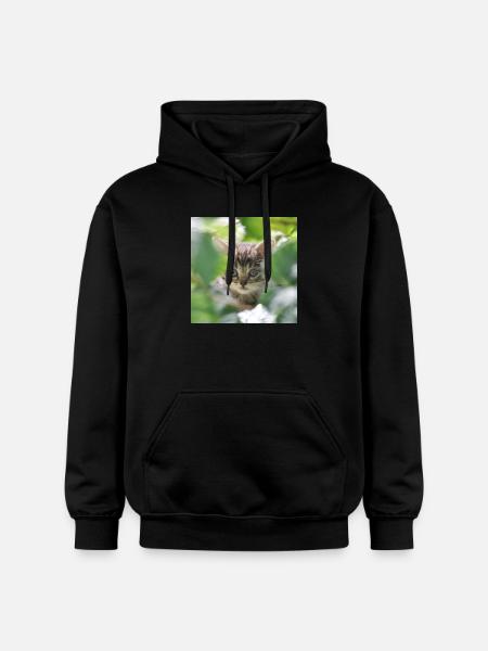 Shy but curious kitten - Gildan Unisex Softstyle® Midweight Hoodie - black
