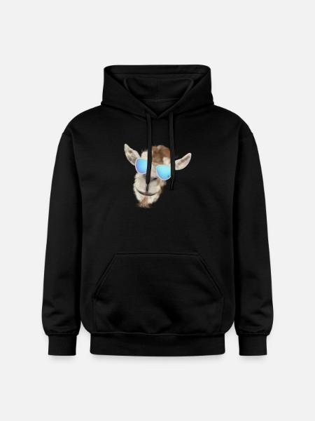 Casual goat head with sunglasses - Gildan Unisex Softstyle® Midweight Hoodie - black