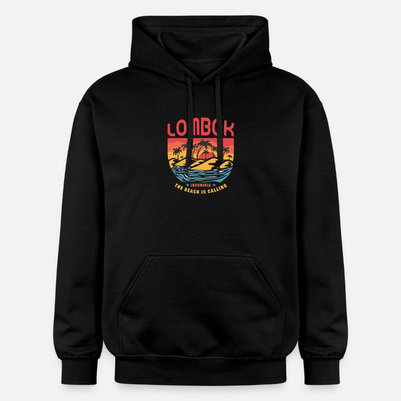 Design de plage Lombok Indonesia - Sweat à capuche Softstyle® Gildan Unisexe - noir