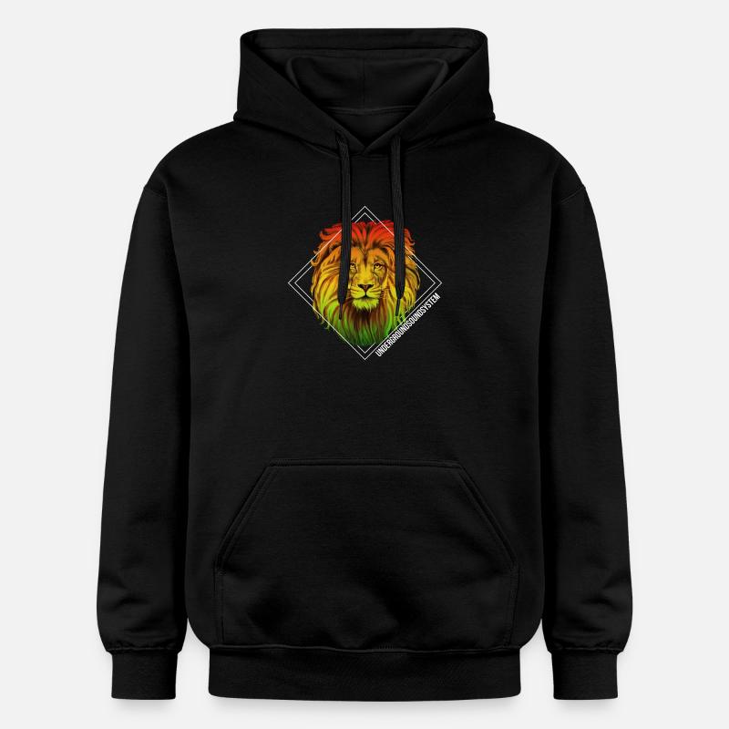 Rainbow Lion Diamond Pattern - Gildan Unisex Softstyle® Midweight Hoodie - black