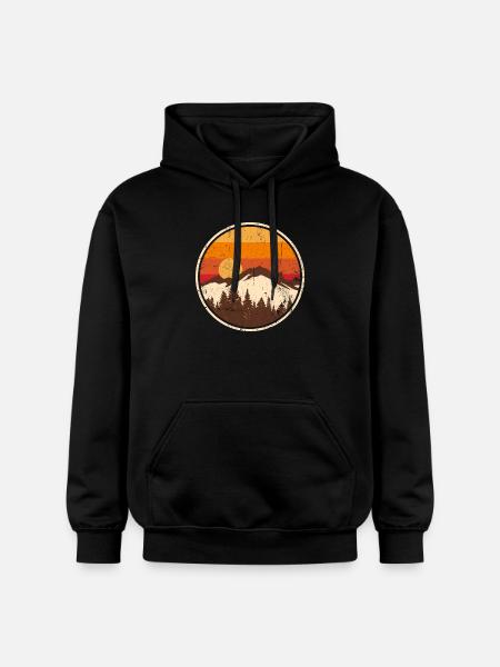 Sunset Ridge Mountain Circle - Gildan Unisex Softstyle® Midweight Hoodie - black