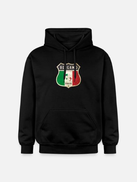 Bergamo Italy Coat of Arms Flags Design - Gildan Unisex Softstyle® Midweight Hoodie - black