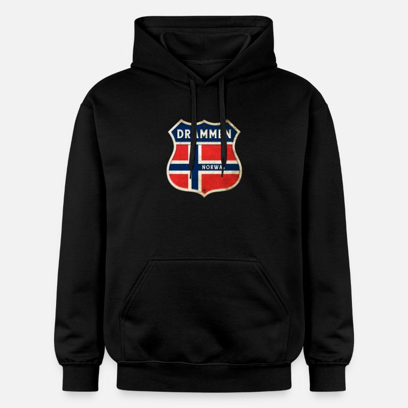 Drammen Norges våpenskjold flagg design - Gildan Unisex Softstyle® Midweight Hoodie - svart