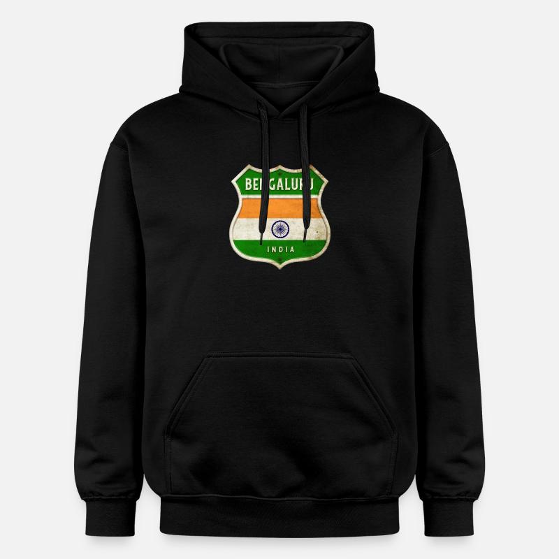 Bengaluru Inde Armoiries Drapeaux Design - Sweat à capuche Softstyle® Gildan Unisexe - noir