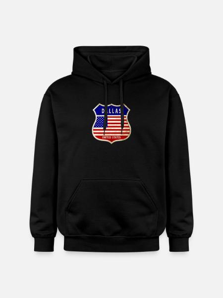 Dallas ÉTATS-UNIS Armoiries Drapeaux - Sweat à capuche Softstyle® Gildan Unisexe - noir