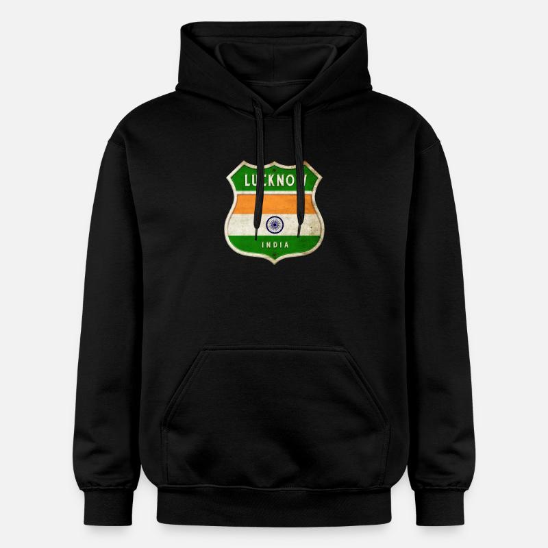 Lucknow Inde Armoiries Drapeaux Design - Sweat à capuche Softstyle® Gildan Unisexe - noir