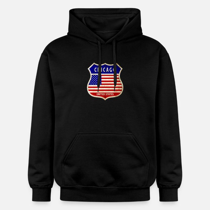 Chicago USA États-Unis Armoiries Drapeaux - Sweat à capuche Softstyle® Gildan Unisexe - noir