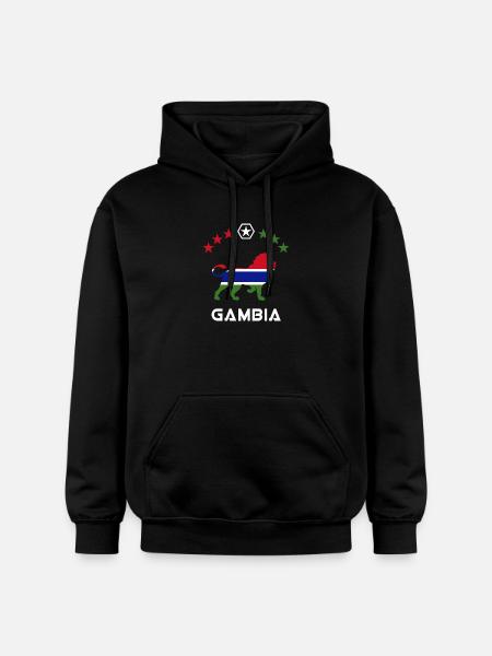 Gambia lion flag design - Gildan Unisex Softstyle® Midweight Hoodie - black