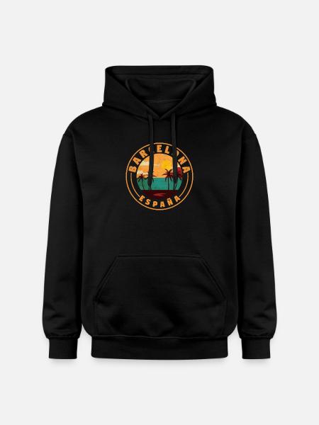 Barcelona Espana Beach Retro - Gildan Unisex Softstyle® Midweight Hoodie - black