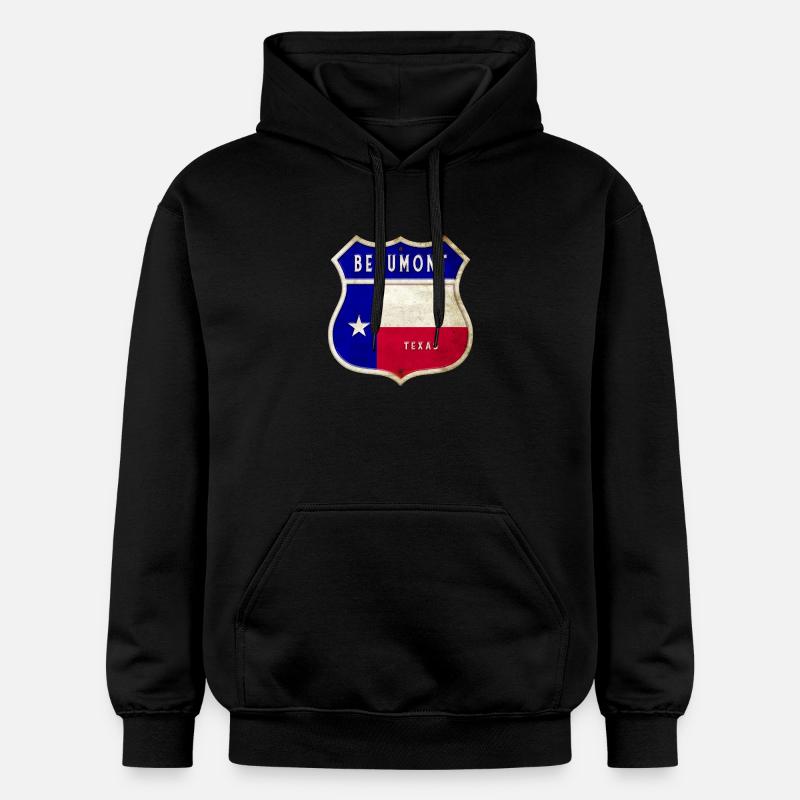 Drapeaux de l'écusson Beaumont Texas - Sweat à capuche Softstyle® Gildan Unisexe - noir
