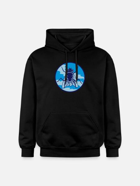 Circle housefly small house fly - Gildan Unisex Softstyle® Midweight Hoodie - black