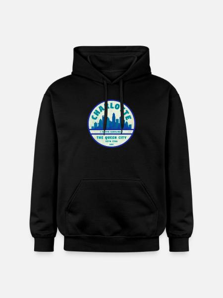 Charlotte Skyline Queen City - Gildan Unisex Softstyle® Midweight Hoodie - Schwarz
