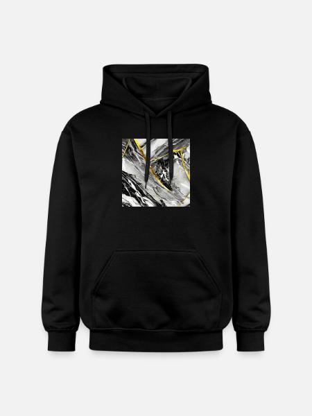 Marble Black Gold Natural Stone - Gildan Unisex Softstyle® Midweight Hoodie - black