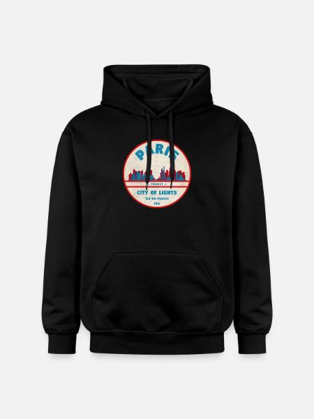 Pariser Stadtlichter Retro Abzeichen - Gildan Unisex Softstyle® Midweight Hoodie - Schwarz