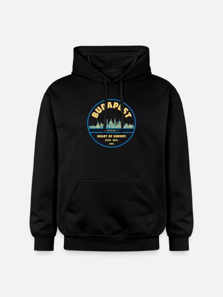 Budapest Skyline Emblem Heart of Europe - Gildan Unisex Softstyle® Midweight Hoodie - black