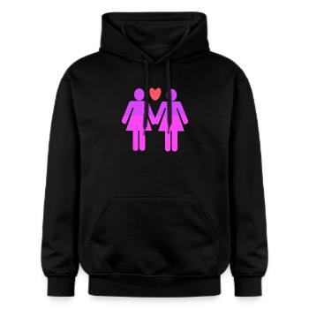 Lgbt Gleichgeschlechtliche Partnerschaft Liebe - Gildan Unisex Softstyle® Midweight Hoodie - Schwarz - Vorne - Marisol (170cm) & Nik (191cm)