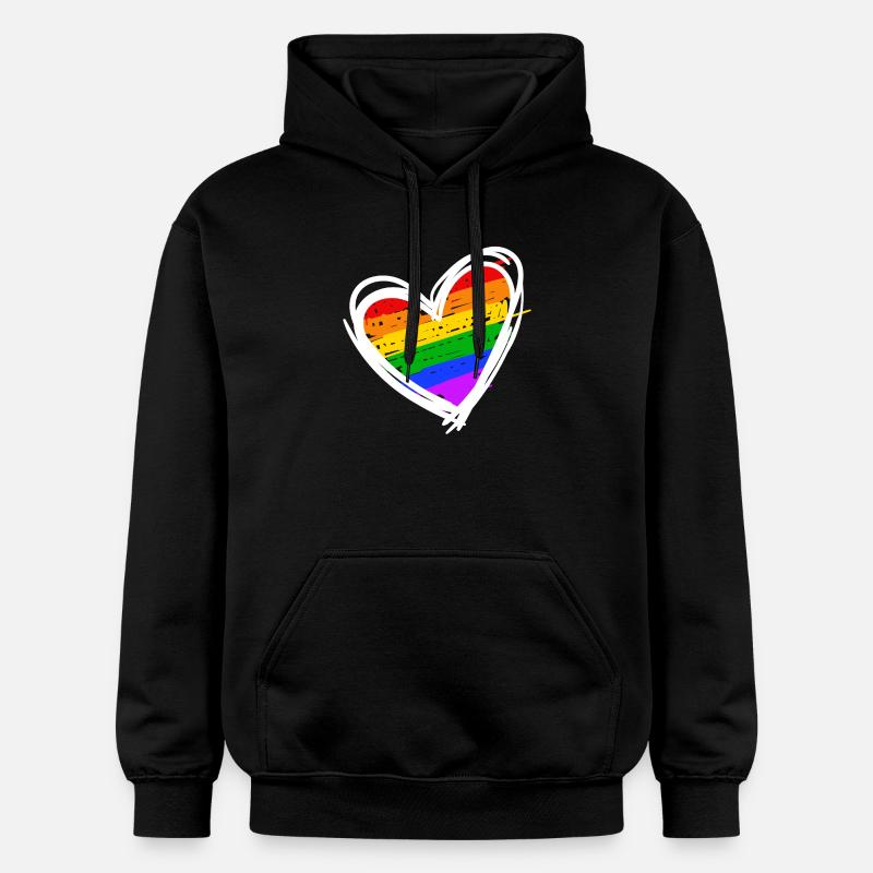 Lgbt Love Heart Equality Arc-en-ciel - Sweat à capuche Softstyle® Gildan Unisexe - noir