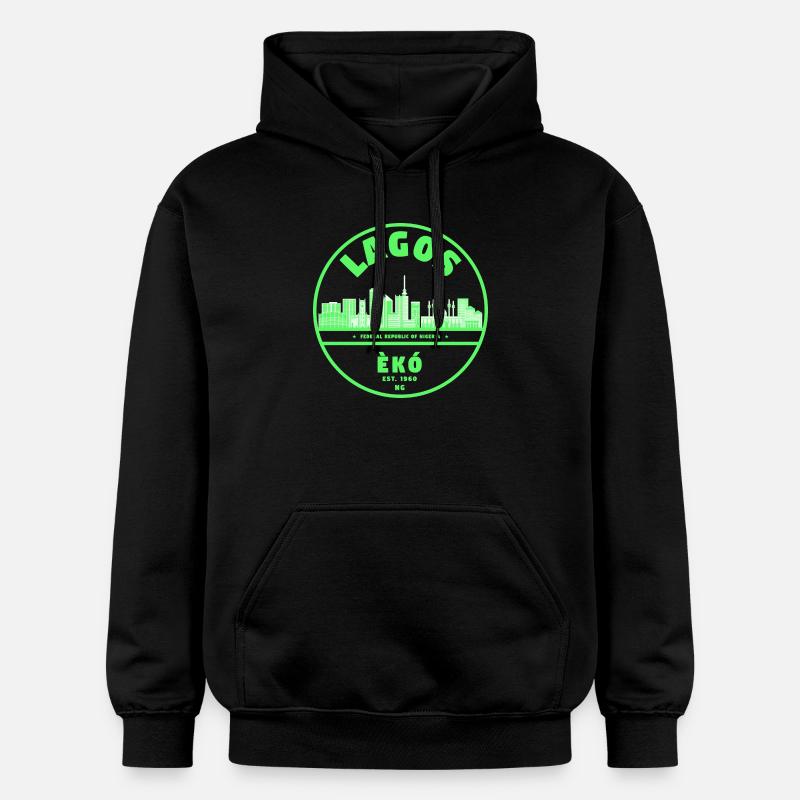 Lagos Neon Skyline Green - Sweat à capuche Softstyle® Gildan Unisexe - noir