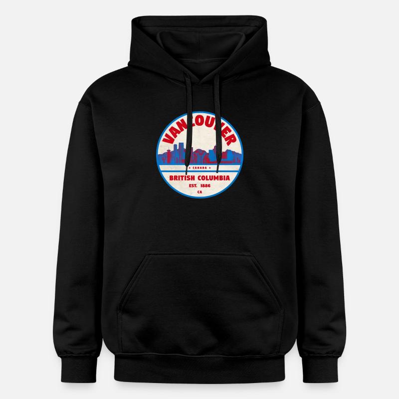 Vancouver Skyline Rétro Badge Canada - Sweat à capuche Softstyle® Gildan Unisexe - noir