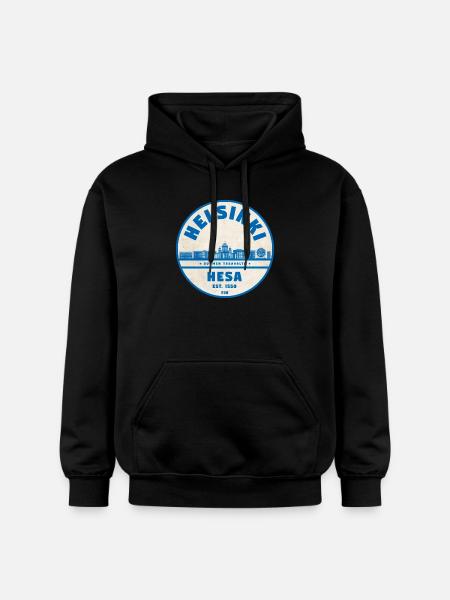 Helsinki Skyline Emblem 1550 - Gildan Unisex Softstyle® Midweight Hoodie - black