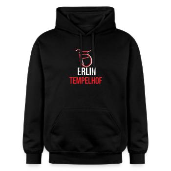 Berlin Tempelhof Souvenir - Gildan Unisex Softstyle® Midweight Hoodie - Schwarz - Vorne - Marisol (170cm) & Nik (191cm)