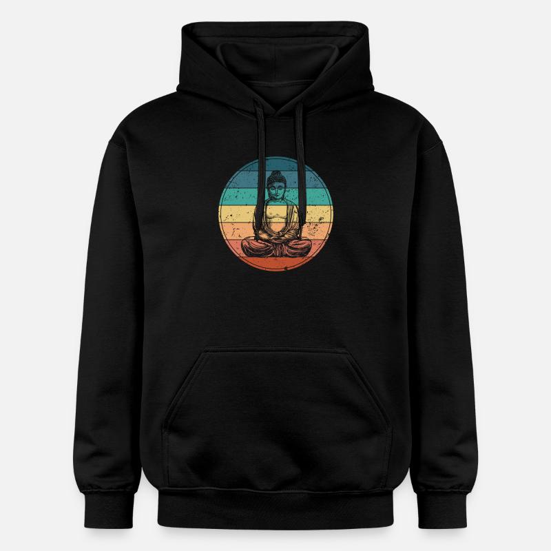 Buddha in der Regenbogen-Meditation - Gildan Unisex Softstyle® Midweight Hoodie - Schwarz