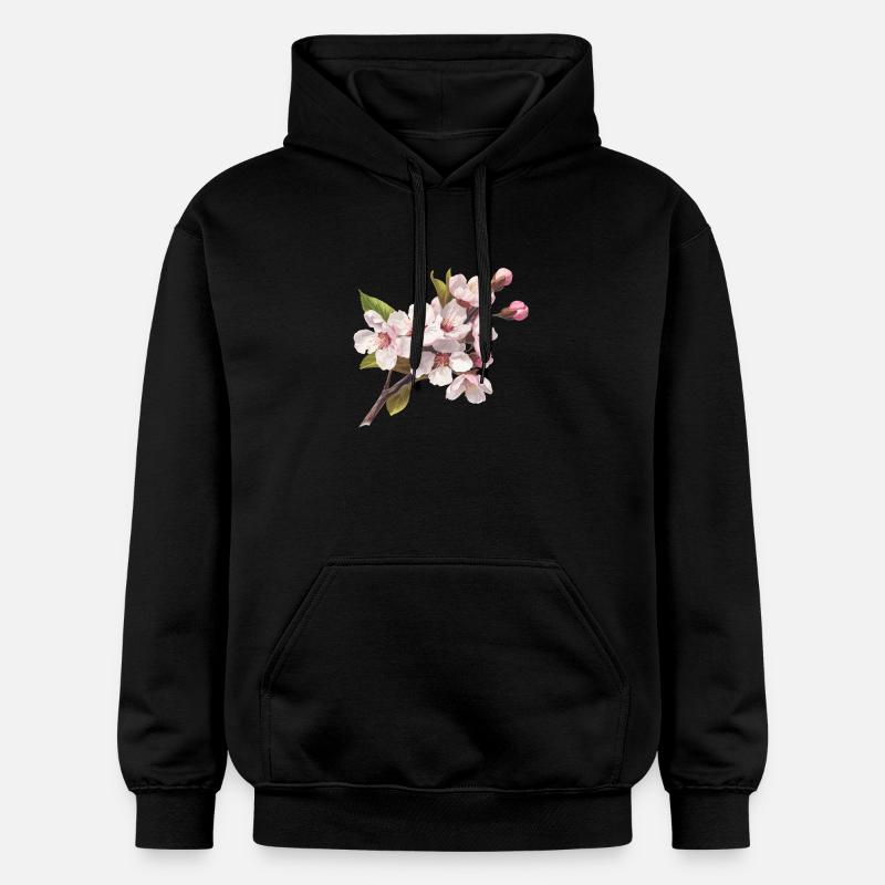 Cerisiers en fleurs pastel - Sweat à capuche Softstyle® Gildan Unisexe - noir